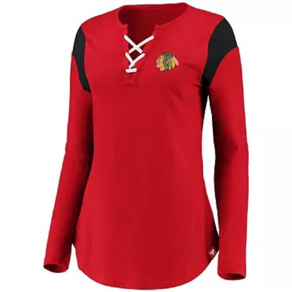 Fanatics NHL Chicago Blackhawks Hockey Lace Up Long Sleeve Shirt